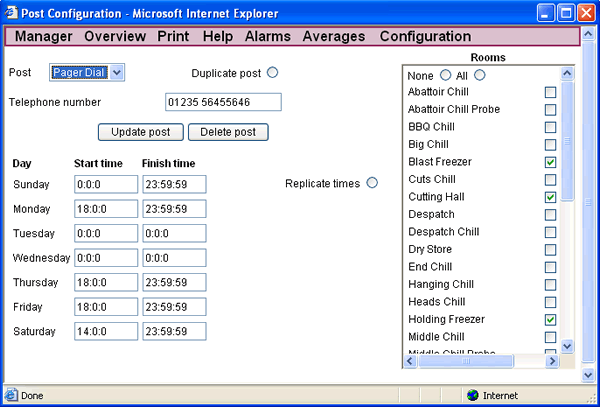 webREACT post configuration screenshot